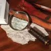 Antique Magnifying Glass With Leather Case - High-Quality Brass Construction, Genuine Leather Grip - Length 9 1/4”