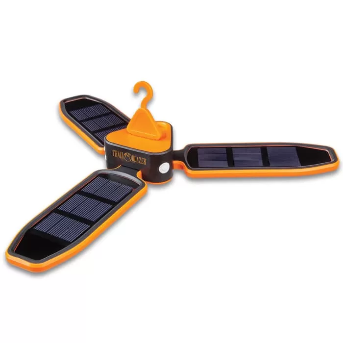 Trailblazer Tri-Folding Solar Camping Light - 18 LEDs, Built-In Battery, Micro USB Charging Cable, Tough ABS Construction, Hanging Hook - Image 2