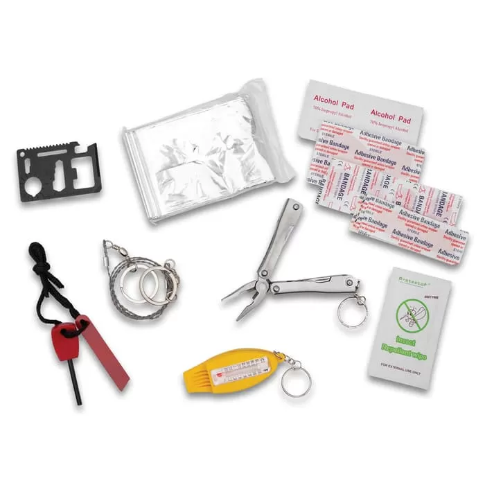 Trailblazer Anti-Shock Survival Kit - Includes Survival Tools, First Aid Tools, Emergency Blanket, Water-Resistant ABS Case With Lanyard - Image 2