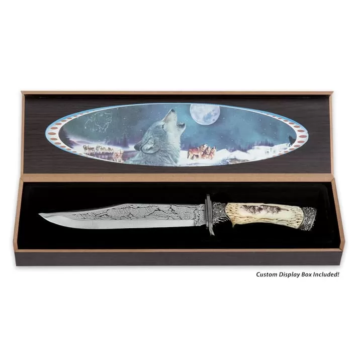 Running Wolf Fixed Blade Knife With Display Box - Image 2