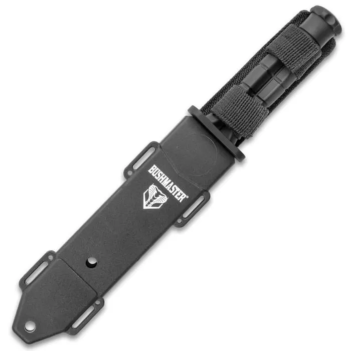 Bushmaster Black Adder Knife With Sheath - Stainless Steel Blade, Sawback, Non-Reflective Finish, TPR Handle - Length 12β - Image 2