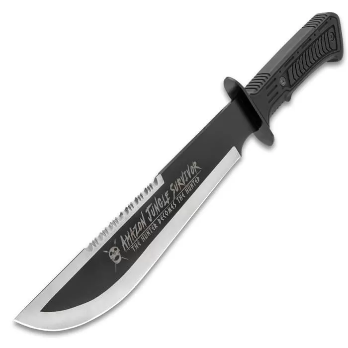 Amazon Jungle Survivor Fixed Blade Knife And Sheath - Stainless Steel Blade, ABS Handle - Length 15" - Image 2