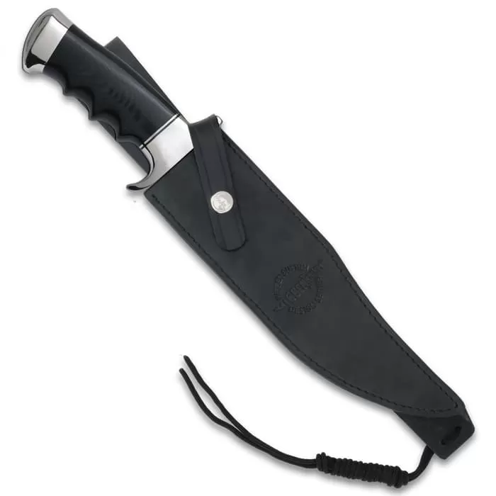 Gil Hibben Legionnaire Bowie Knife - 7Cr17 Stainless Steel Blade, Black Pakkawood Handle, Stainless Steel Guard And Pommel, Leather Belt Sheath - Image 2