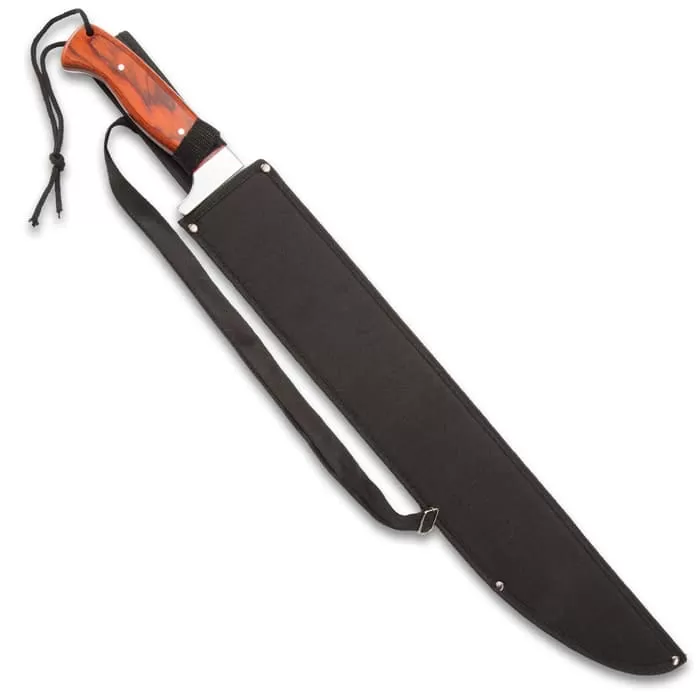 Timber Rattler Full-Tang Jungle Beast Machete - Stainless Steel Blade, Wooden Handle, Lanyard Cord - Length 25β - Image 2