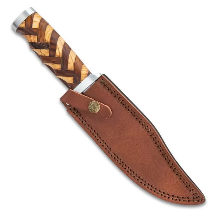 Timber Rattler Handcrafted Heirloom Bowie Knife And Sheath - Stainless Steel Blade, Walnut And Olive Wood Handle, Stainless Steel Guard And Pommel - Length 12β - Image 2