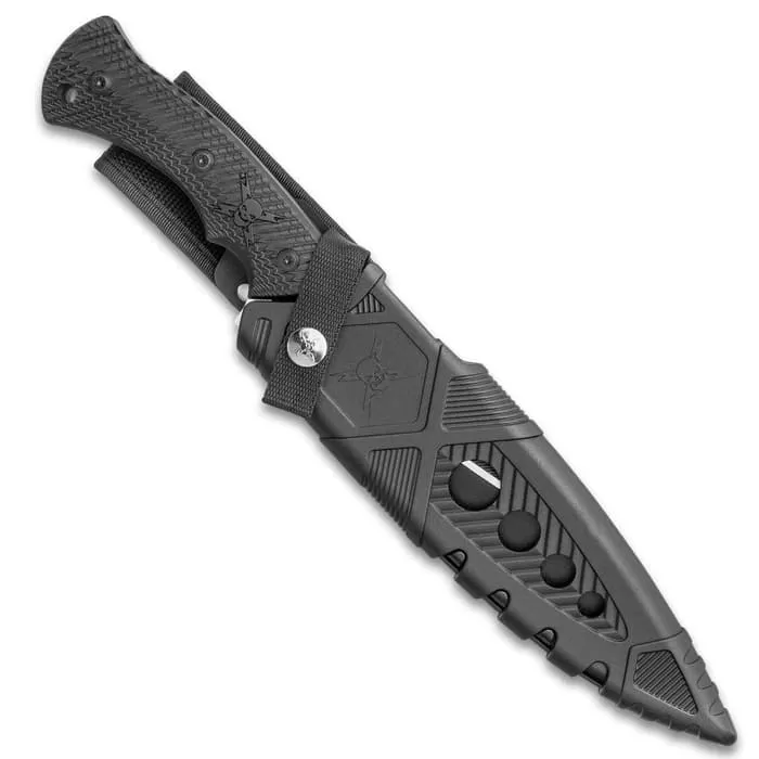 M48 Liberator Sabotage II Combat Knife With Sheath - Cast Stainless Steel, Black Oxide Coating, Layered G10 Handle - Length 13 1/2β - Image 2