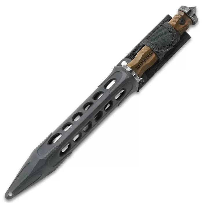 M48 Battle Scarred Series Tan Cyclone - Cast Stainless Steel Blade, Reinforced Nylon Handle, Stainless Steel Guard - Image 2