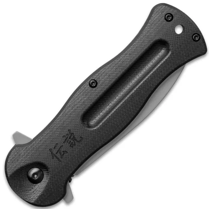 Shinwa Ganjo Black G10 Pocket Knife - 3Cr13 Stainless Steel Blade, Black G10 Handle Scales, Ball Bearing, Pocket Clip - Image 2