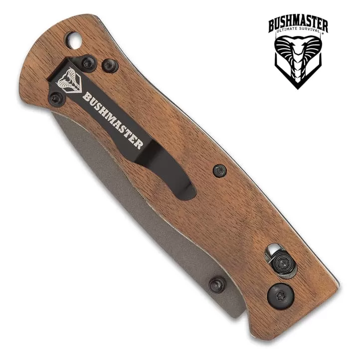 Bushmaster Explorer Pocket Knife - S35V Steel Blade, Zebra Wood Handle Scales, Ball Bearing Pivot Lock - Closed 4 3/8β - Image 2