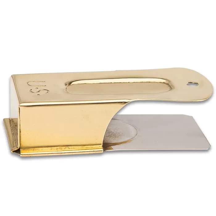 Military Cricket Clicker Clacker - Solid Brass And Steel Construction, Replica, Stamped With U.S. - Dimensions 2 1/4”x 1”x 5/8” - Image 2