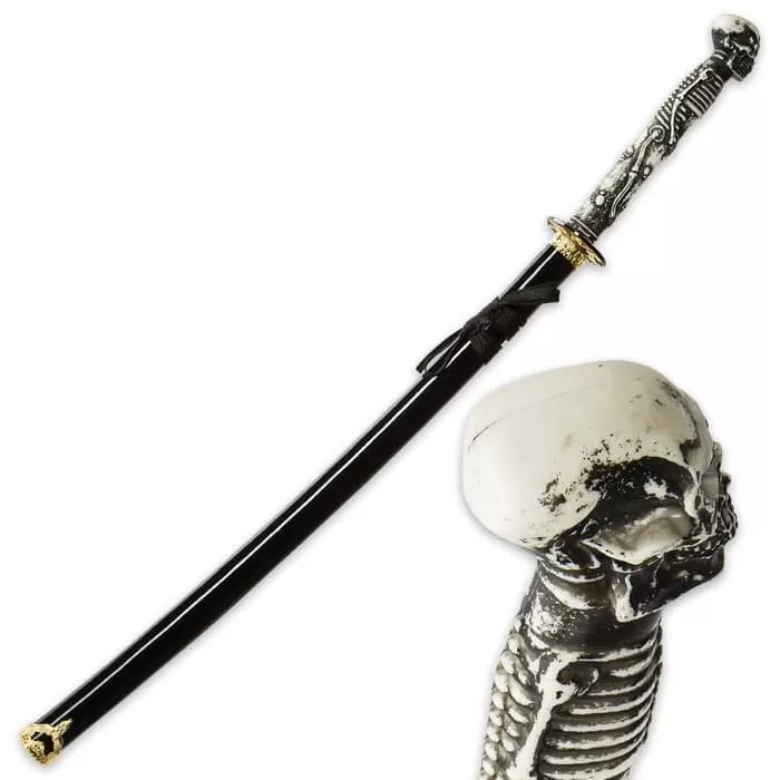 "Something Wicked" Skull And Bones Fantasy Katana Sword With Scabbard - Image 2