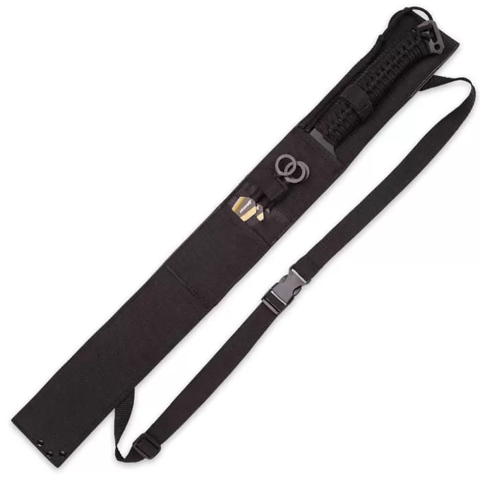 Golden Hornet® Sword And Stinger Kunai / Throwing Knife Set - Functional, Battle Ready - 3 Throwing Knives - Stainless Steel, Two-Tone Yellow / Black - Ninja Fantasy Style - Paracord - Shoulder Sheath - Image 2