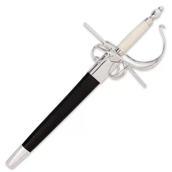 Classic Medieval Rapier Dagger With Scabbard - High Carbon Steel Blade, Bone Handle - Image 2