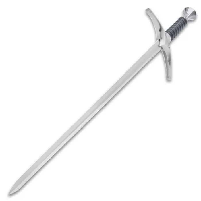 Legends In Steel Mini Replica Medieval Broadsword And Scabbard - Stainless Steel, Metal Alloy Fittings - Length 22 3/4" - Image 2