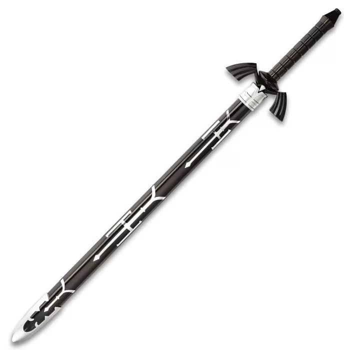 Black Zelda Sword And Scabbard - Stainless Steel False-Edged Blade, Grooved TPU Handle, Accurate Reproduction - Length 36β - Image 2