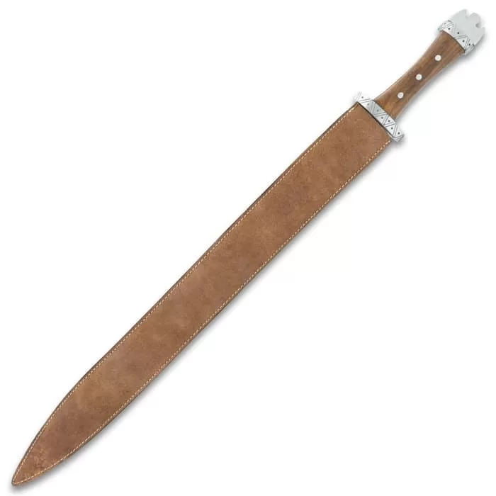 Legends In Steel Viking Warrior Sword And Scabbard - Carbon Steel Blade, Wooden Handle - Length 38 1/2" - Image 2
