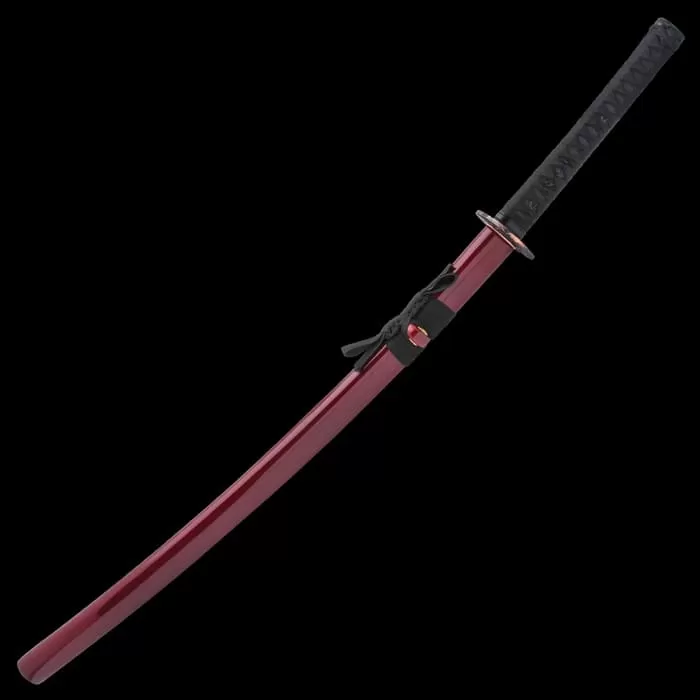 Shinwa Regal Black And Maroon Damascus Steel Katana Sword - Image 2