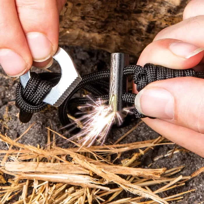 Trailblazer Firestarter Necklace - Paracord Construction, Stainless Steel Fire Striker, Ferro Rod - Length Adjusts Up To 19β - Image 3