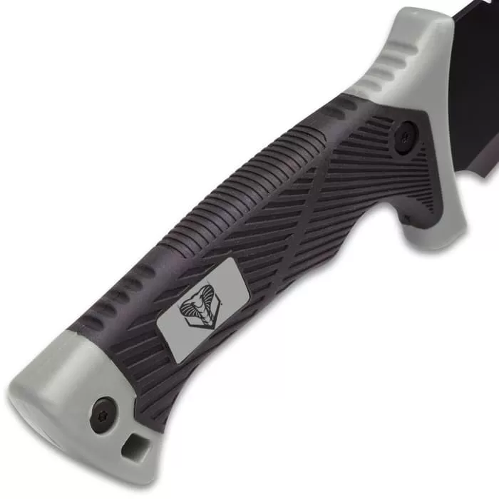 Bushmaster Kukri Machete Knife With Sheath - Stainless Steel Blade, Sawback, TPU Handle With Rubberized Grip - Length 18β - Image 3