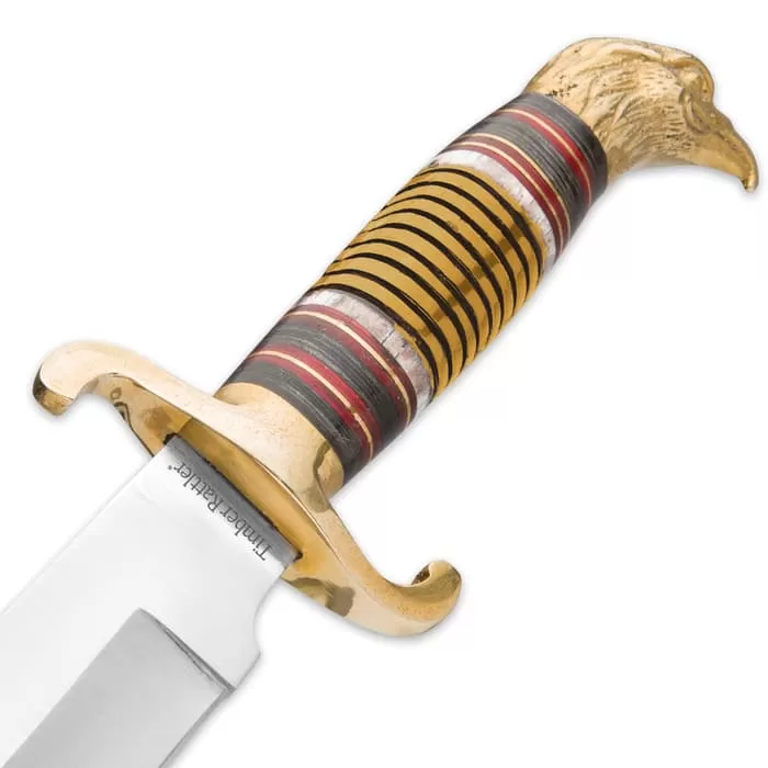 Timber Rattler "Wind Sultan" Golden Eagle Head Fixed Blade Knife With Leather Sheath - Image 3