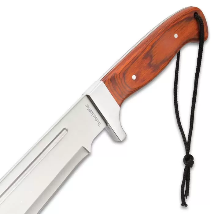 Timber Rattler Full-Tang Jungle Beast Machete - Stainless Steel Blade, Wooden Handle, Lanyard Cord - Length 25β - Image 3