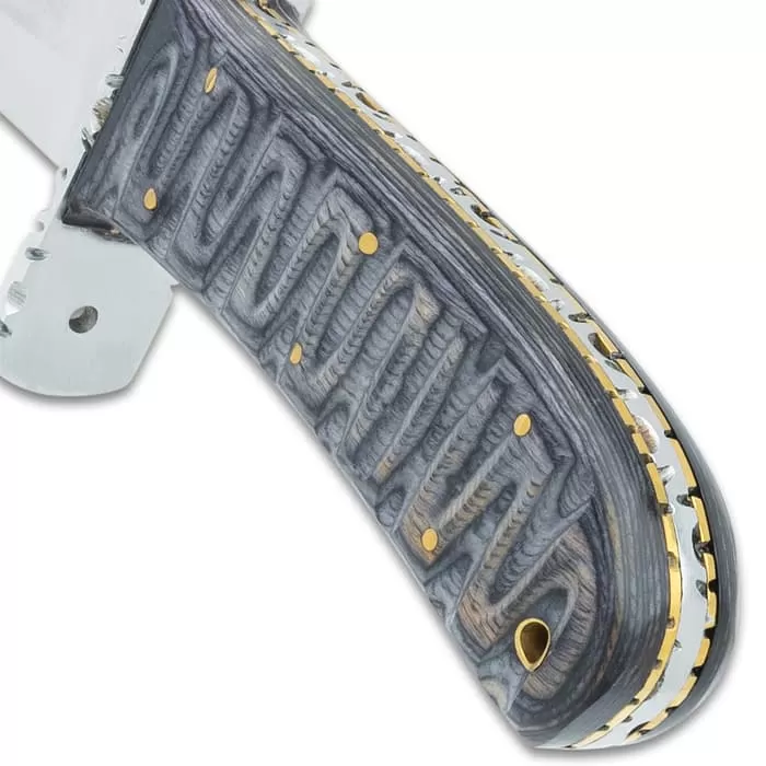 Timber Wolf Jagged Edge Knife And Sheath - Stainless Steel Blade, Wooden Handle, Lanyard Hole - Length 15 1/2" - Image 3