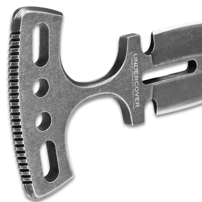 United Cutlery Undercover Stonewashed Magnum Push Dagger - One-Piece Stainless Steel Construction, Double-Edged Blade, No-Slip Grip - Image 3