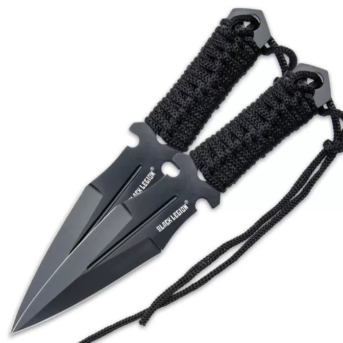 Black Legion Ninja Sword And Kunai Set And Sheath - 3Cr13 Stainless Steel Construction, Cord-Wrapped Handles - Image 3