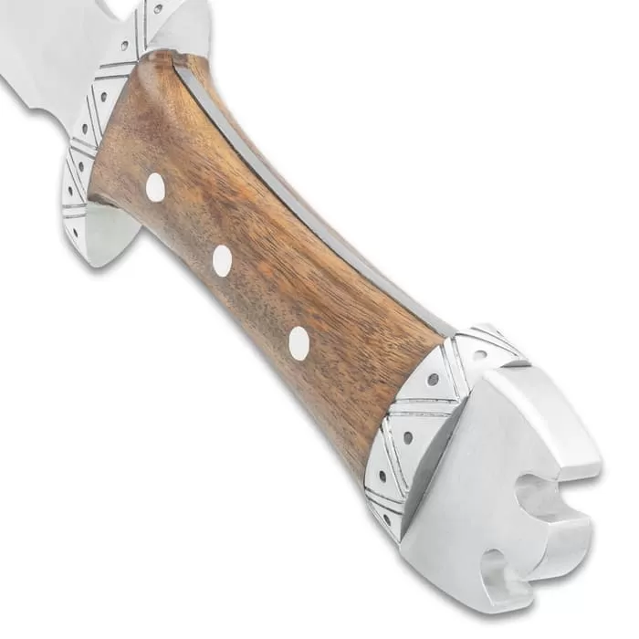 Legends In Steel Viking Warrior Sword And Scabbard - Carbon Steel Blade, Wooden Handle - Length 38 1/2" - Image 3
