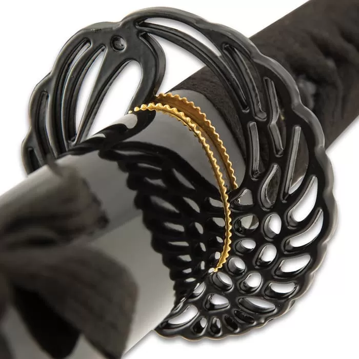 Shinwa HellFyre Damascus Royal Warrior Katana - Hand-Forged Damascus Steel Blade, Hardwood Handle, Black Cord Wrap - Image 3