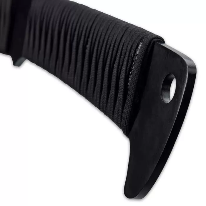 Black Ronin Black Tak-Kana Sword With Scabbard - One-Piece 3Cr13 Stainless Steel, Wrapped Handle, Lanyard Hole - Length 29 1/2” - Image 3