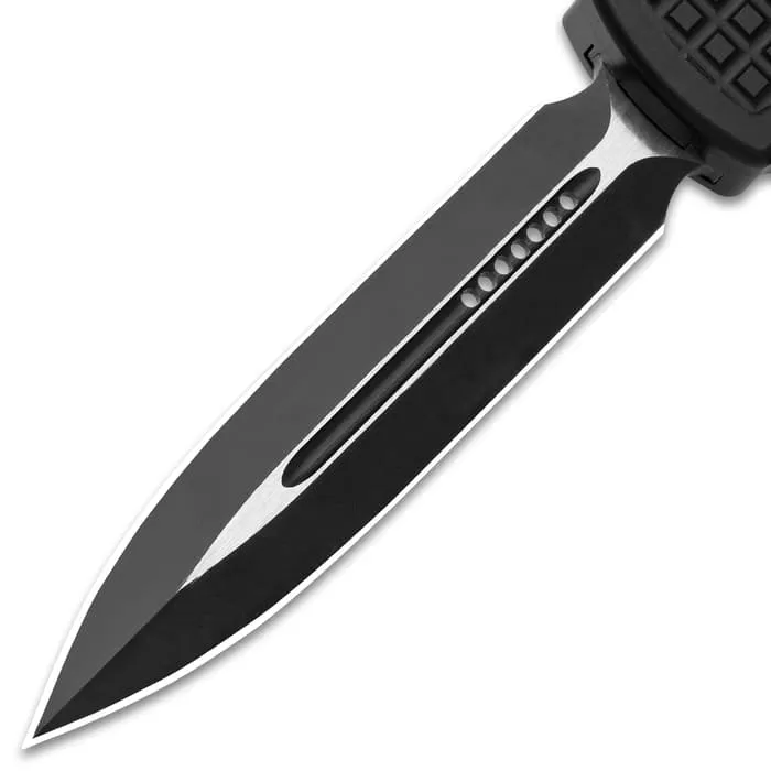 Spiked OTF Automatic Knuckle Knife - Stainless Steel Blade, Aircraft-Grade Aluminum, Pocket Clip - Closed 5 1/4" - Image 4