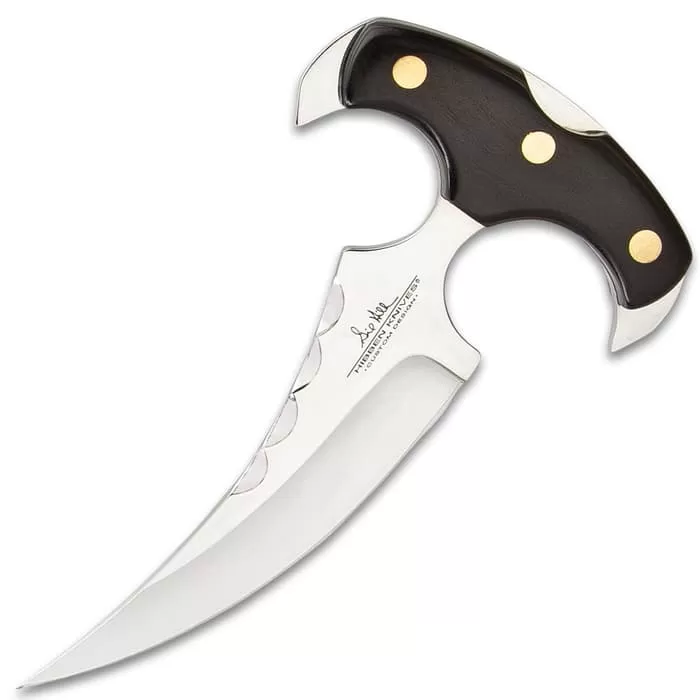 Hibben Vulcan Push Dagger With Sheath - 5Cr13 Stainless Steel Blade, Pakkawood Handle Scales, Nickel Silver Pins - Length 7β - Image 3