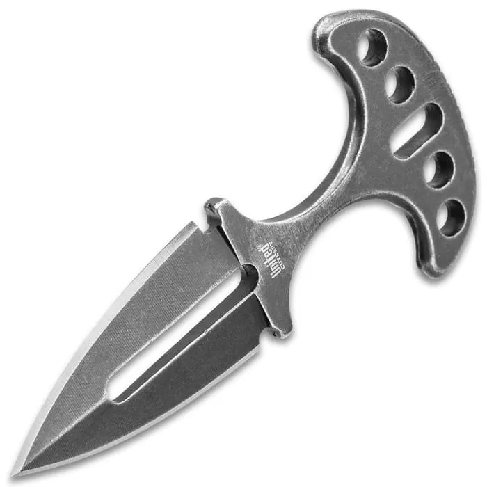 United Cutlery Undercover Stonewashed Twin Push Daggers With Sheath - One-Piece Stainless Steel Construction, Double-Edged - Length 3 3/4β - Image 4