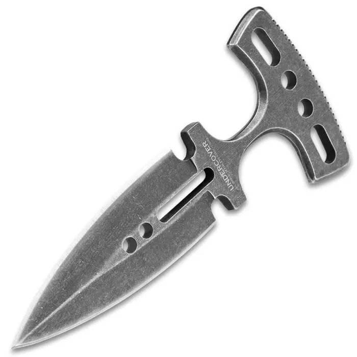 United Cutlery Undercover Stonewashed Magnum Push Dagger - One-Piece Stainless Steel Construction, Double-Edged Blade, No-Slip Grip - Image 4