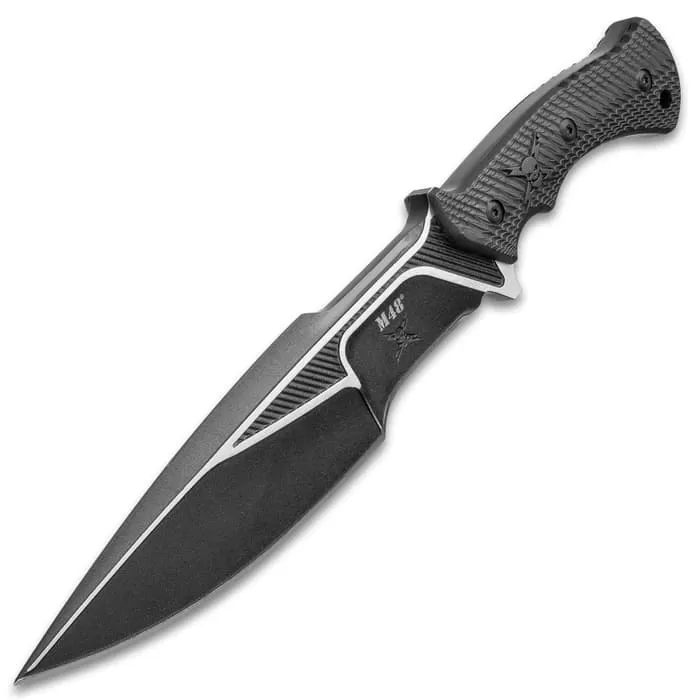 M48 Liberator Sabotage II Combat Knife With Sheath - Cast Stainless Steel, Black Oxide Coating, Layered G10 Handle - Length 13 1/2β - Image 4
