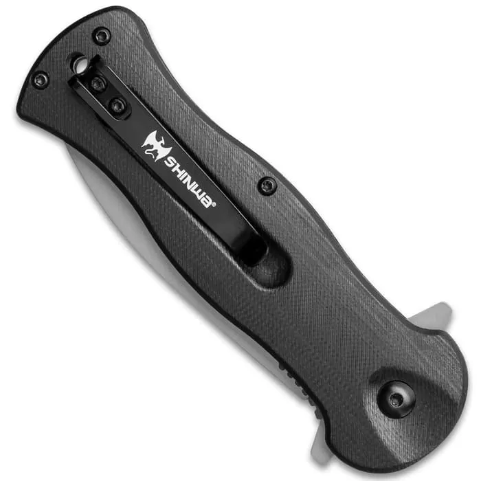 Shinwa Ganjo Black G10 Pocket Knife - 3Cr13 Stainless Steel Blade, Black G10 Handle Scales, Ball Bearing, Pocket Clip - Image 4