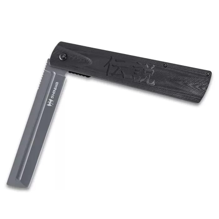 Shinwa Kuroi Assisted Opening Razor - Ti-Coated Stainless Blade, G10 Handle Scales - Length 10 1/2β - Image 4