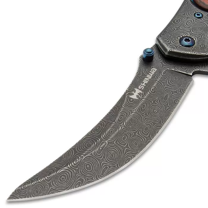 Shinwa Shinigami Bloodwood Pocket Knife - 3Cr13 Stainless Steel Blade, Bloodwood Handle Scales, Pocket Clip - Image 4