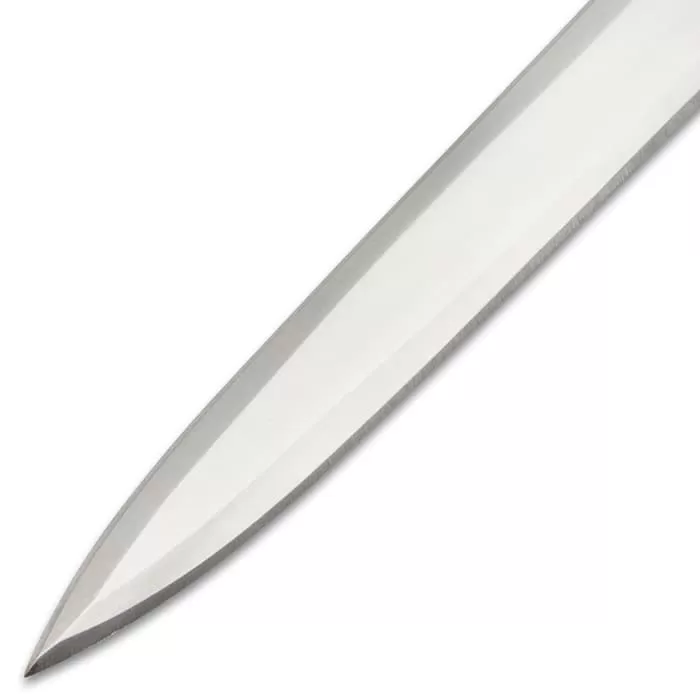 Legends In Steel Castle Sword With Scabbard - Stainless Steel Blade, Wire-Wrapped Handle, Stainless Steel Guard And Pommel - Image 4