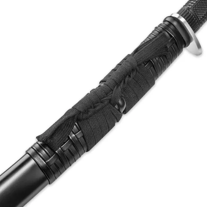 Honshu Boshin Wakizashi - Modern Tactical Samurai / Ninja Sword - Hand Forged 1060 Carbon Steel - Full Tang, Fully Functional, Battle Ready - Black TPR, Steel Guard And Pommel, Lanyard Hole - Scabbard - Image 4