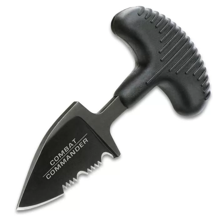 Combat Commander Mini Black Push Dagger - Sheath Has Keyring And Clip - Serrated Blade - 2 3/4β Length - Image 4