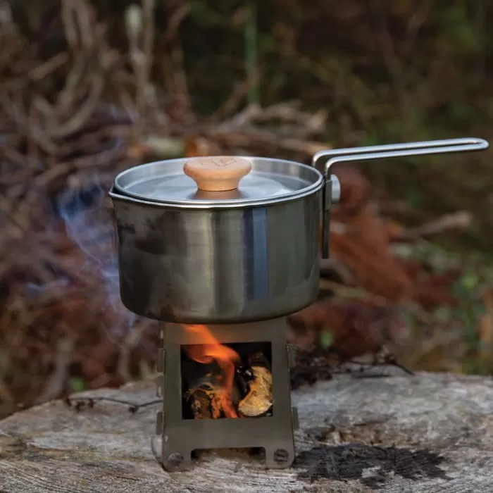 Bushmaster Ultimate Survival Camp Kettle Pot With Mesh Bag - Stainless Steel Pot, Wooden Handle, Steel Handle - Image 5