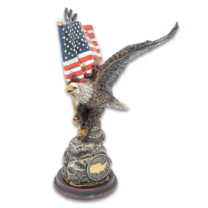 American Flag Eagle Statue - Sculpted Polyresin, Hand-Painted, Scratch-Resistance Foot Pads - Dimensions 10 1/2"X 7"X 6 1/4" - Image 5