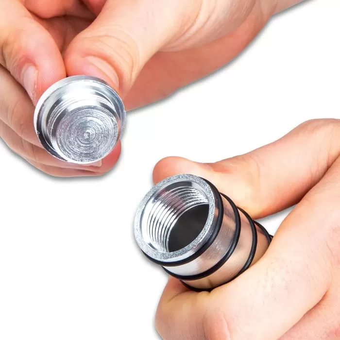 Grey Titanium Spiral Dagger With Sheath - Stainless Steel Construction, Quad-Edged Blade, Hidden Compartment - Length 16 1/2β - Image 5