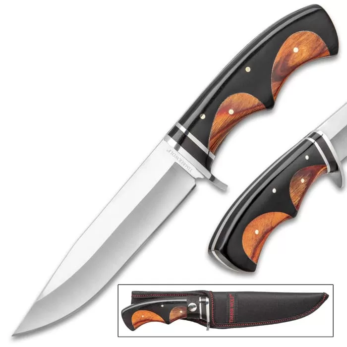 Timber Wolf Peruvian Fixed Blade Knife With Sheath - 3Cr13 Stainless Steel Blade, Wooden Handle, Stainless Steel Guard - Length 10 3/4β - Image 5