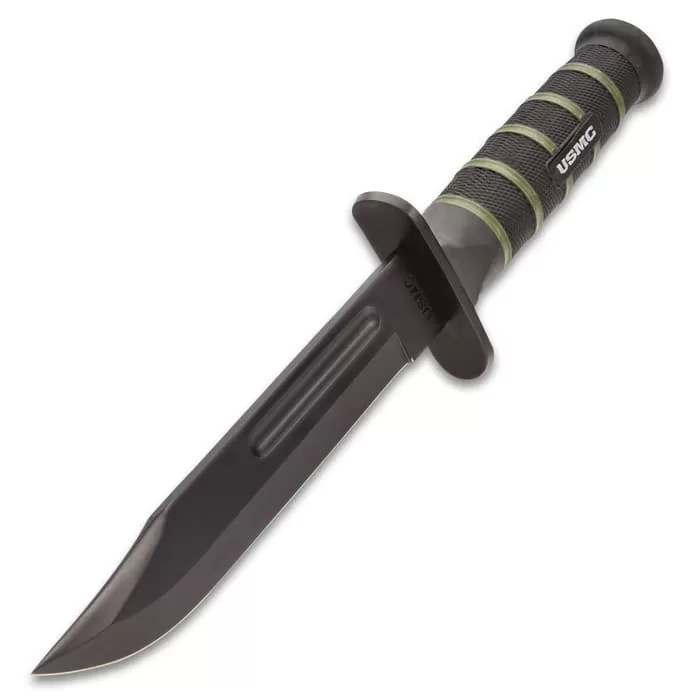 USMC Blackout Fighter Knife And Combat Sword Set - Stainless Steel Blades, Rubberized Handles, Nylon Sheaths, Glass Breakers - Image 5