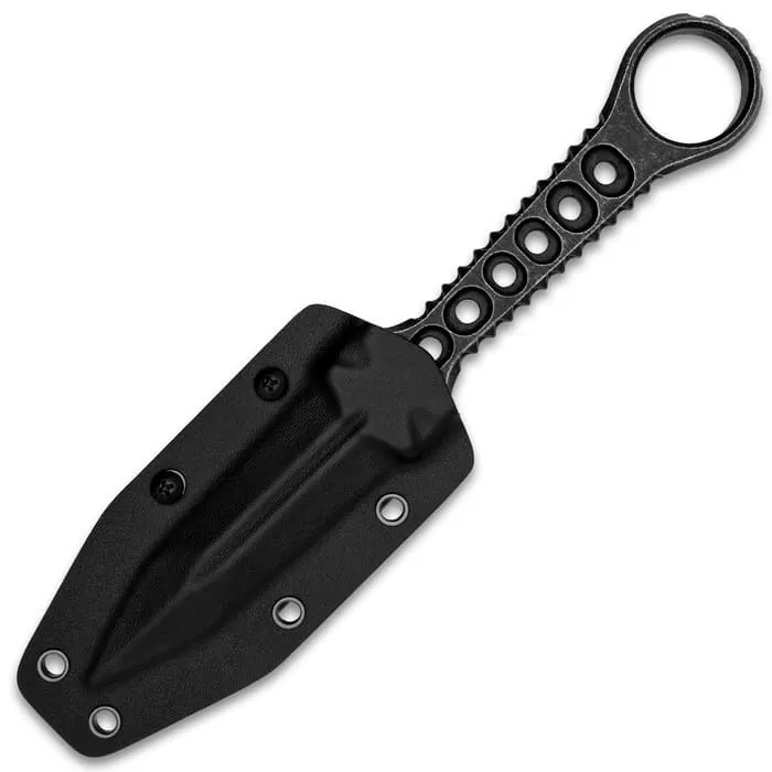 M48 Tanker Combat Dagger And Sheath - 3Cr13 Stainless Steel Construction, Stonewashed Finish, Open-Ring Pommel - Image 5