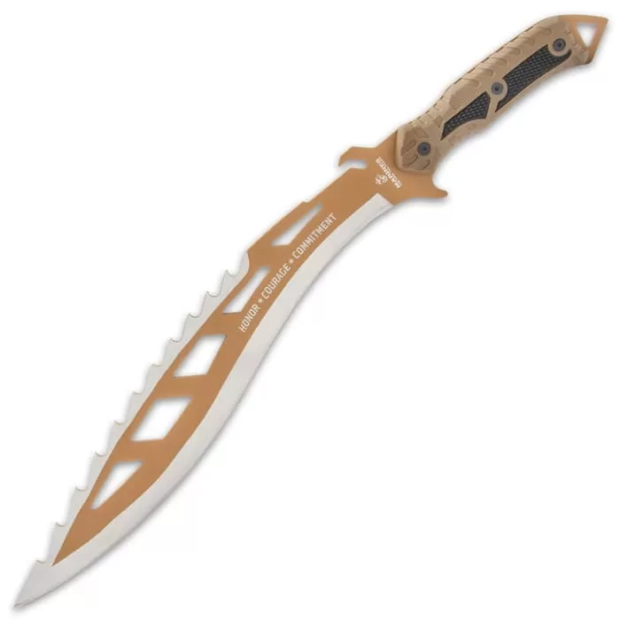USMC Desert OPS Sawback Kukri With Sheath - Stainless Steel Blade, Non-Reflective Coating, ABS Handle - Length 22β - Image 5