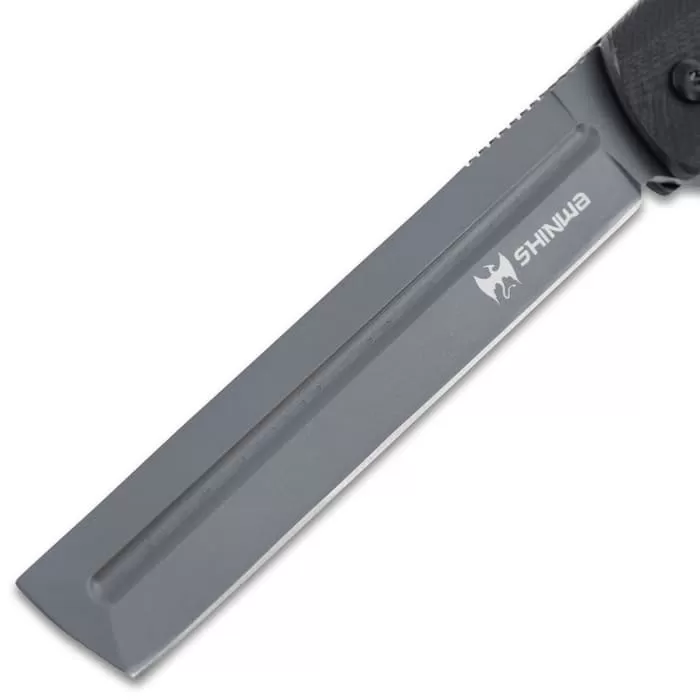 Shinwa Kuroi Assisted Opening Razor - Ti-Coated Stainless Blade, G10 Handle Scales - Length 10 1/2β - Image 5